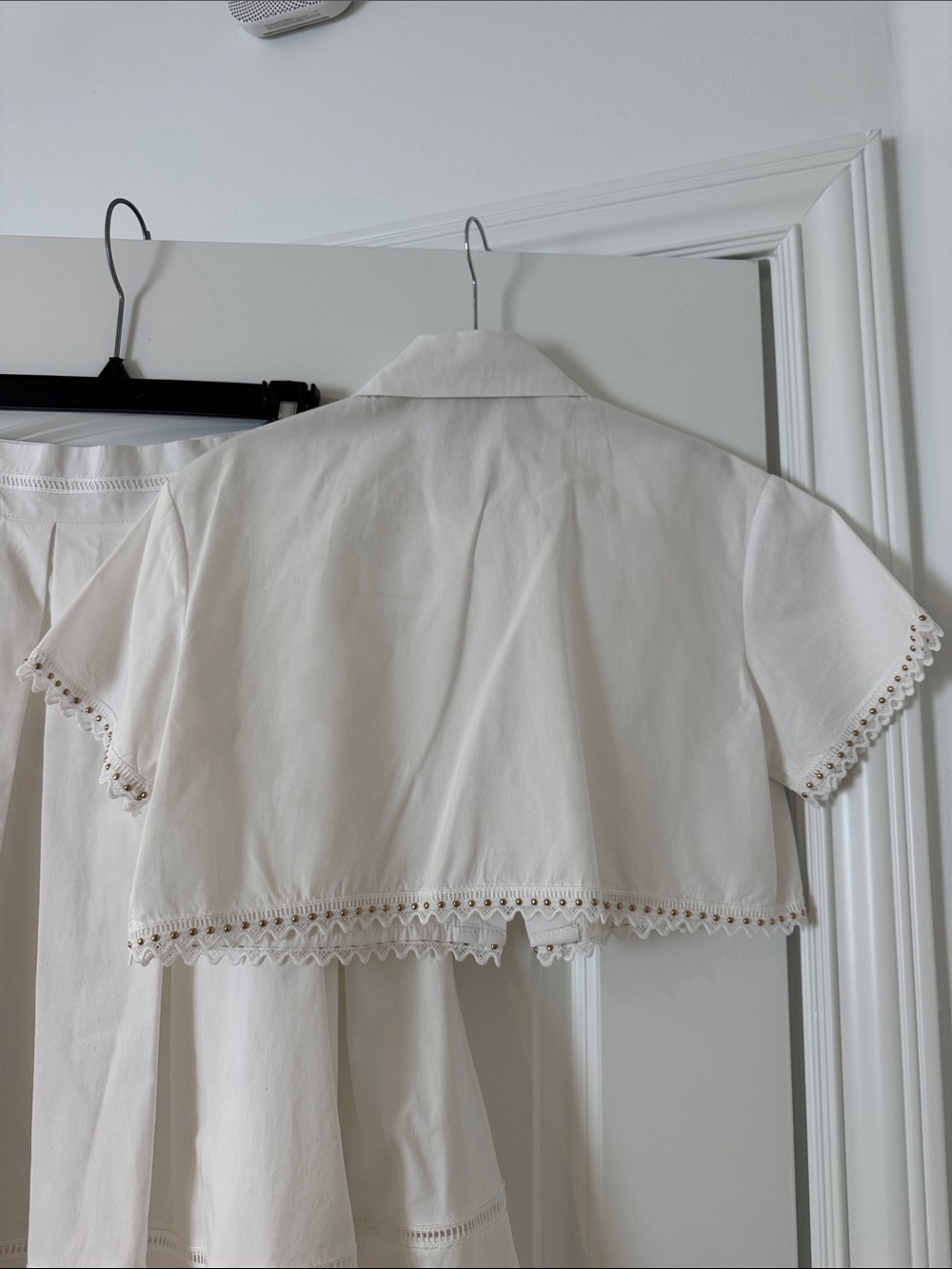 Benaar White Two-Piece Eyelet Trim Skirt Set - Picture 3 of 5